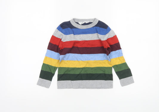 H&M Boys Multicoloured Striped Cotton Pullover Jumper 3-4 Years