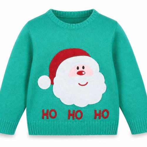 Alfie & Rose Boys Green Christmas Santa Jumper 6-7 Years Acrylic Knit