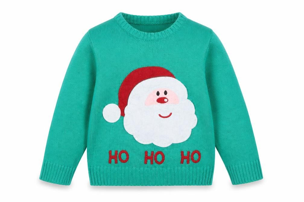 Alfie & Rose Boys Green Christmas Santa Jumper 6-7 Years Acrylic Knit