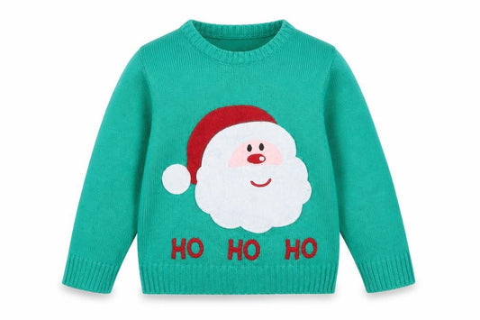 Alfie & Rose Boys Green Christmas Santa Jumper 6-7 Years Acrylic Knit