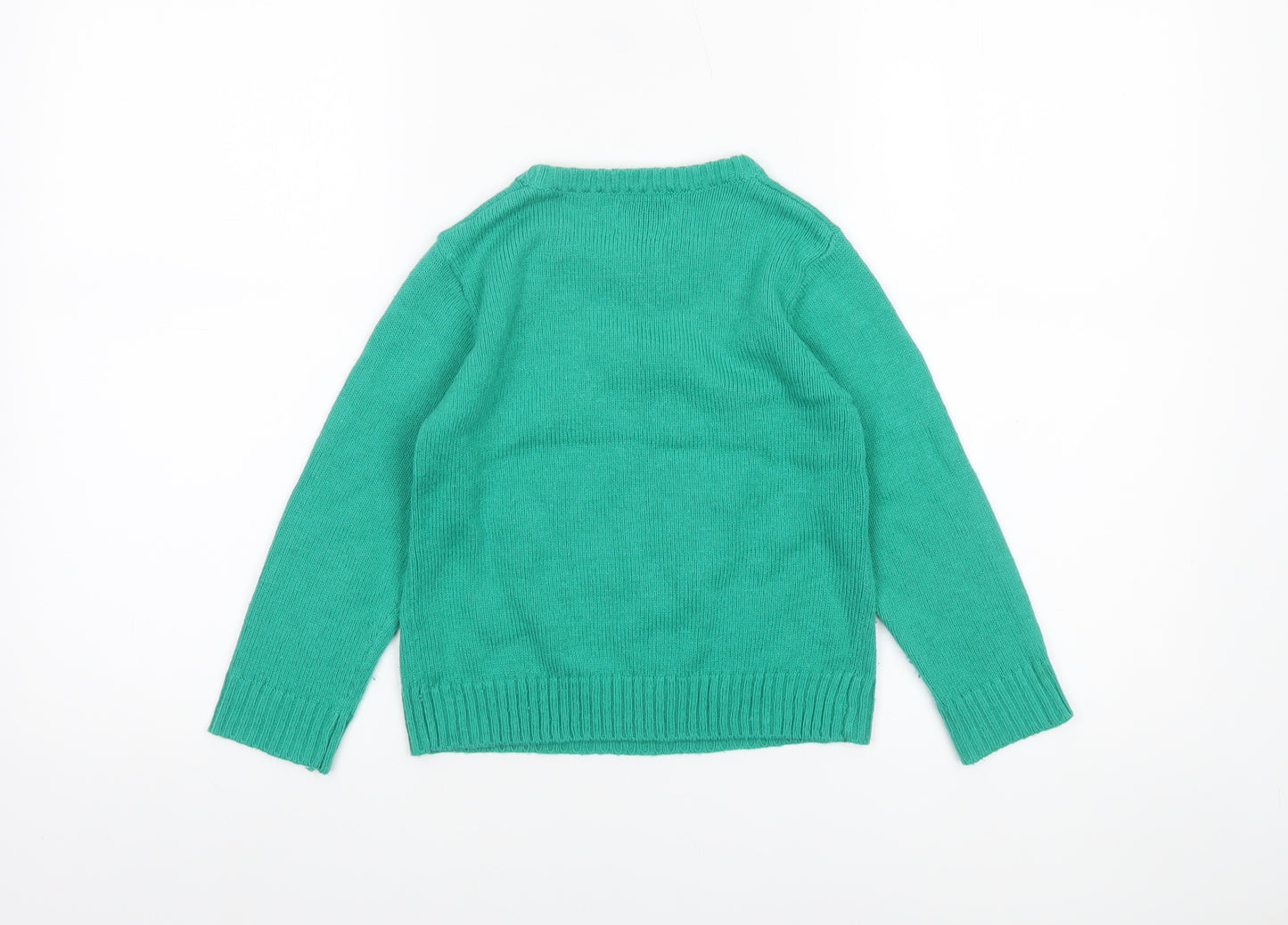 Alfie & Rose Boys Green Christmas Santa Jumper 6-7 Years Acrylic Knit