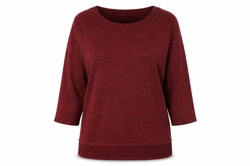 Front view of Bonmarché Women's Red Glitter Knit jumper, size L