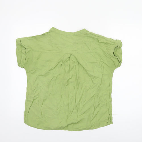 Encuentro Womens Green Short Sleeve Button Blouse Size S