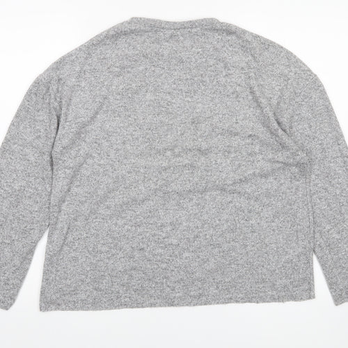 Zara Women Grey Floral Embroidered Wool Blend Jumper M