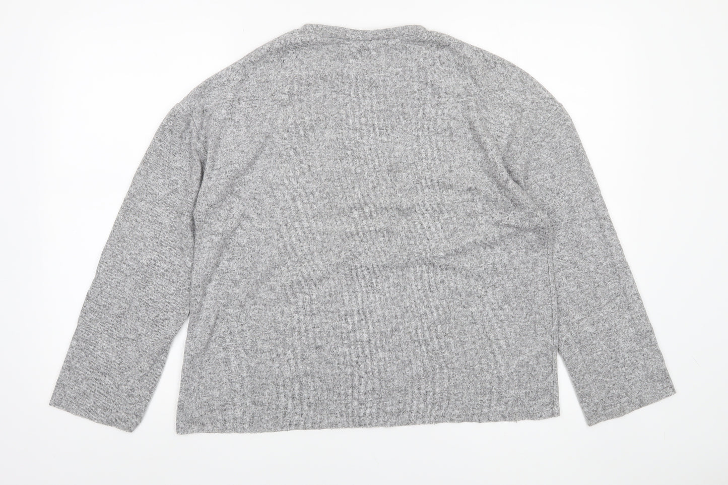 Zara Women Grey Floral Embroidered Wool Blend Jumper M