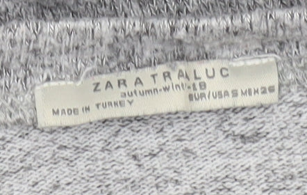 Zara Women Grey Floral Embroidered Wool Blend Jumper M