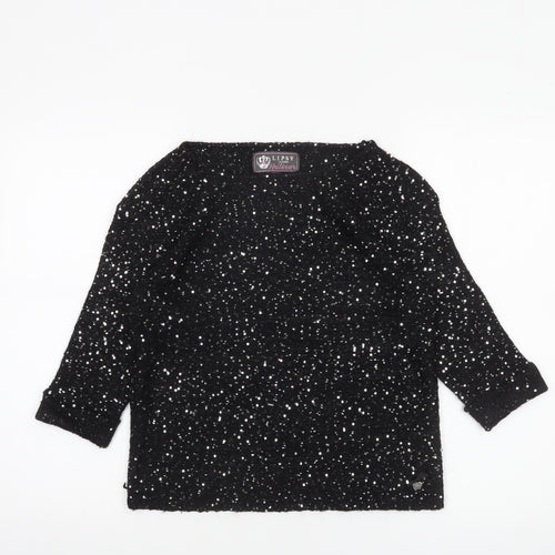 Lipsy Women’s Black Sequin Knit Pullover Jumper UK 12