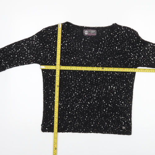 Lipsy Women’s Black Sequin Knit Pullover Jumper UK 12
