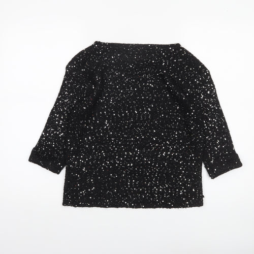 Lipsy Women’s Black Sequin Knit Pullover Jumper UK 12