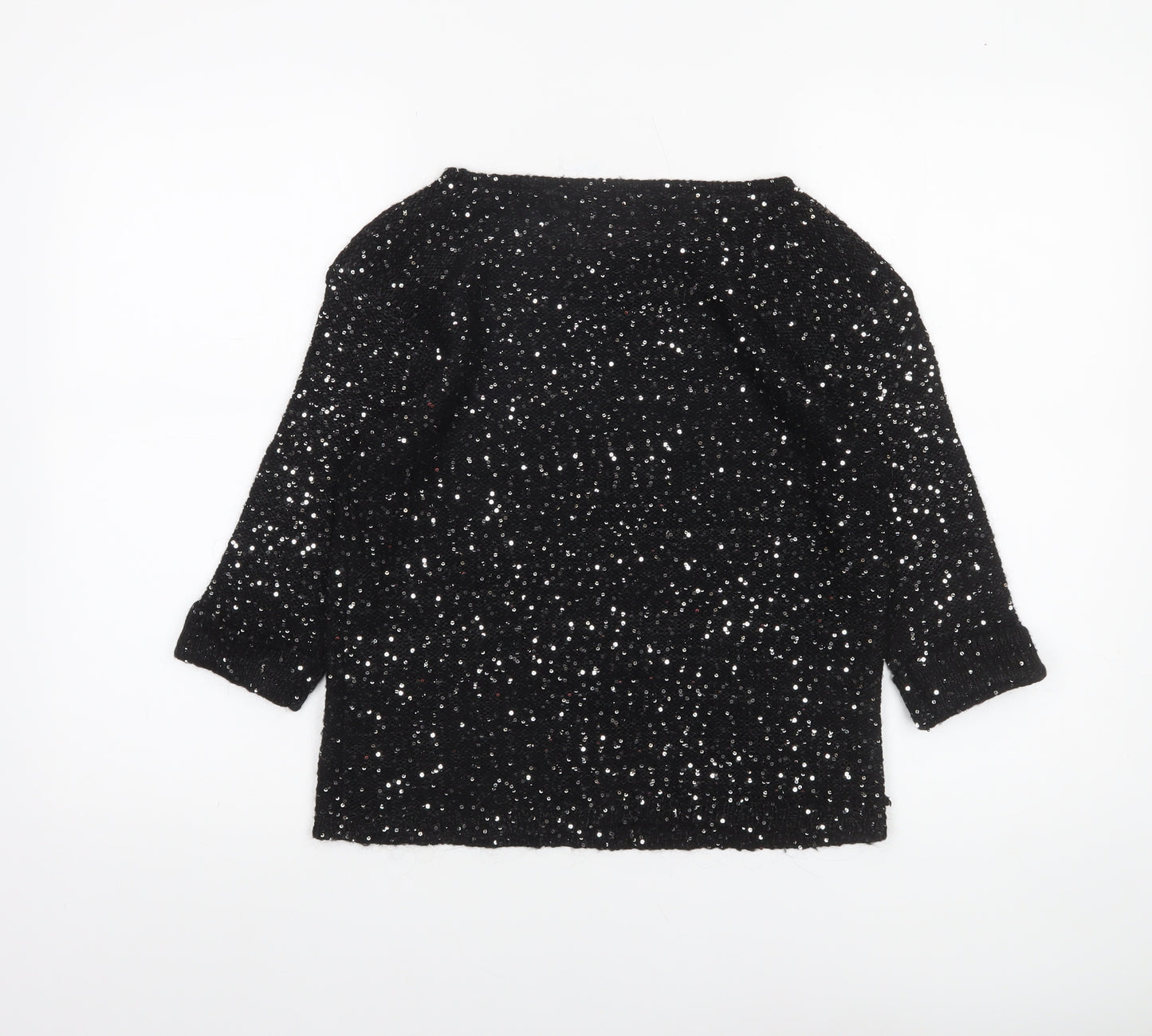 Lipsy Women’s Black Sequin Knit Pullover Jumper UK 12