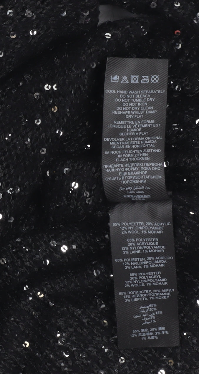 Lipsy Women’s Black Sequin Knit Pullover Jumper UK 12