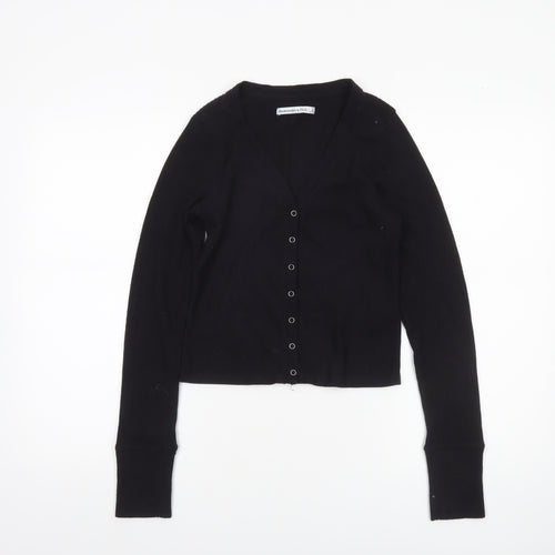 Abercrombie & Fitch Women's Black Cropped Button-Up Knit Top Size S