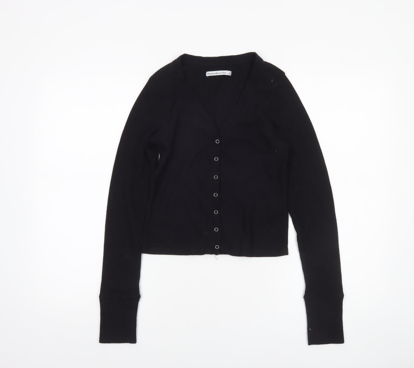 Abercrombie & Fitch Women's Black Cropped Button-Up Knit Top Size S