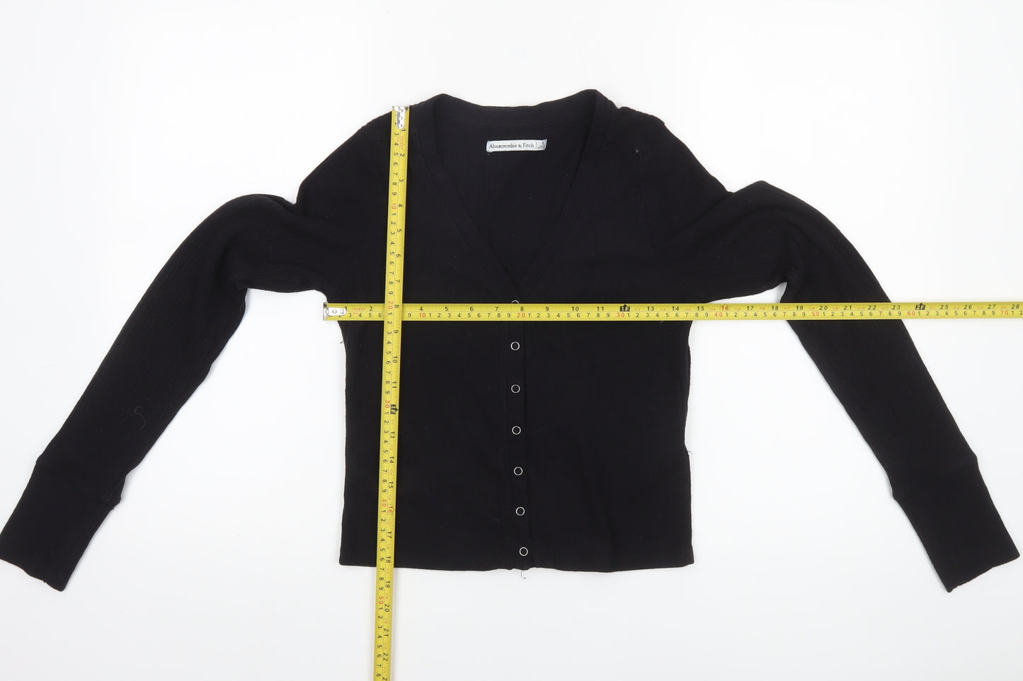 Abercrombie & Fitch Women's Black Cropped Button-Up Knit Top Size S