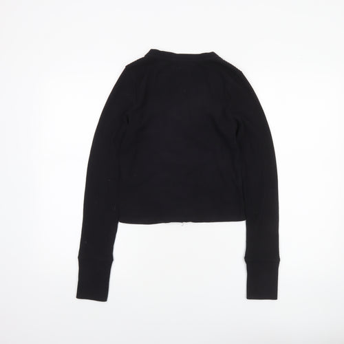 Abercrombie & Fitch Women's Black Cropped Button-Up Knit Top Size S