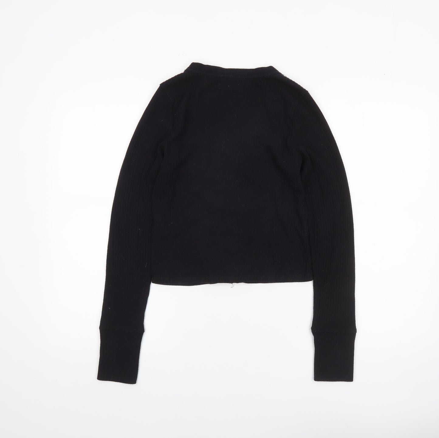 Abercrombie & Fitch Women's Black Cropped Button-Up Knit Top Size S