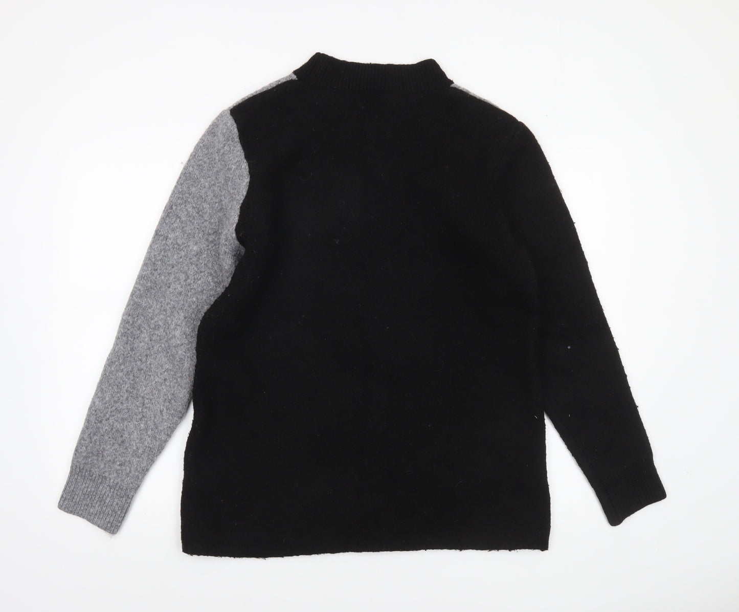 Klass Womens Black Grey Floral Wool Blend High Neck Jumper Size M