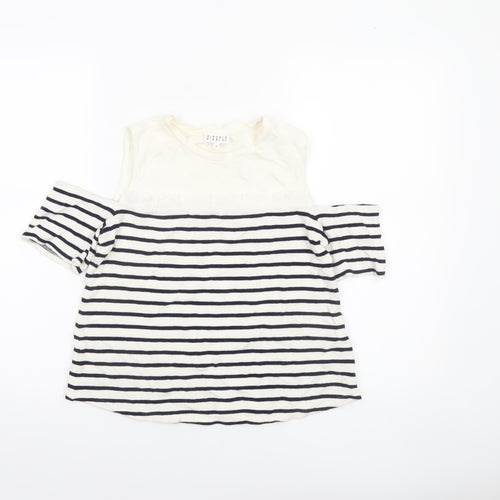 Claudie Pierlot Women's Off Shoulder Striped T-Shirt White Size 10