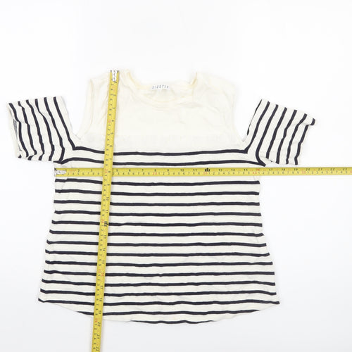 Claudie Pierlot Women's Off Shoulder Striped T-Shirt White Size 10