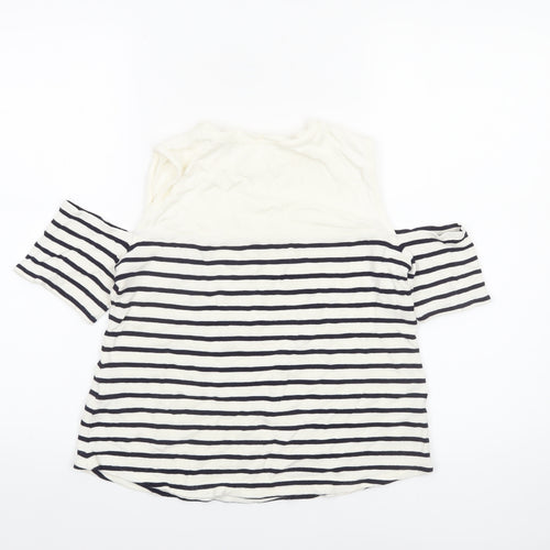 Claudie Pierlot Women's Off Shoulder Striped T-Shirt White Size 10