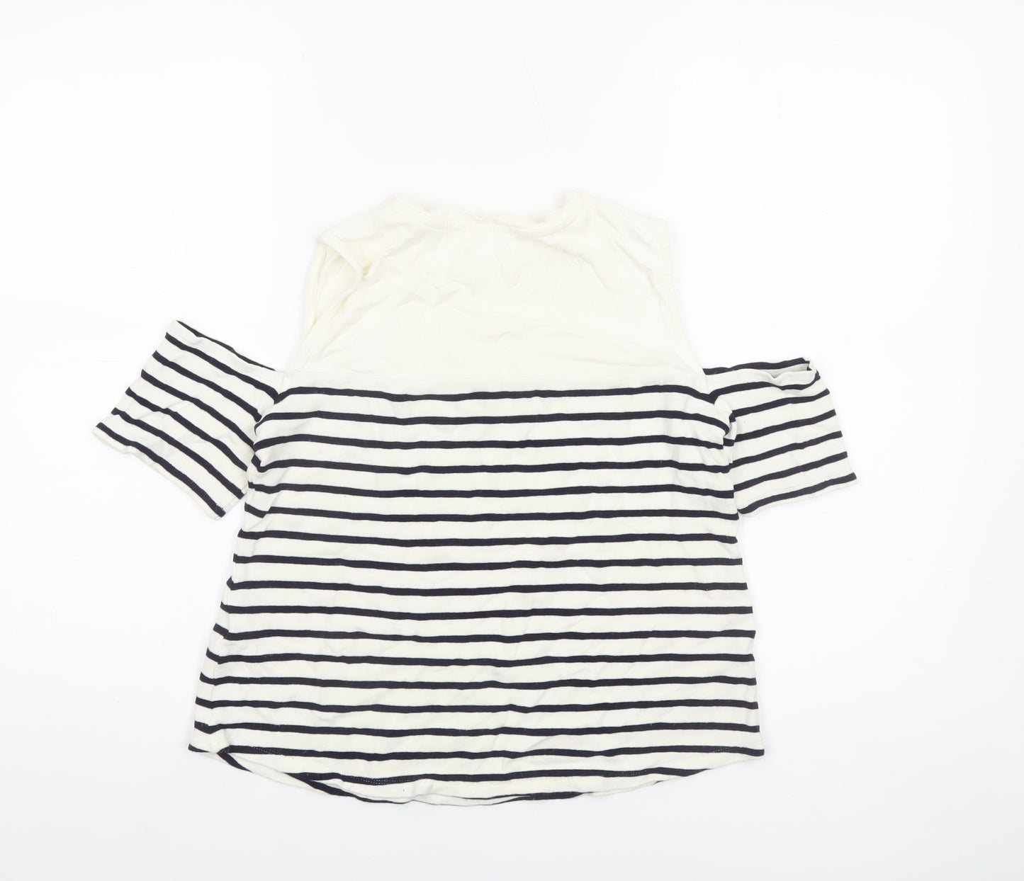 Claudie Pierlot Women's Off Shoulder Striped T-Shirt White Size 10