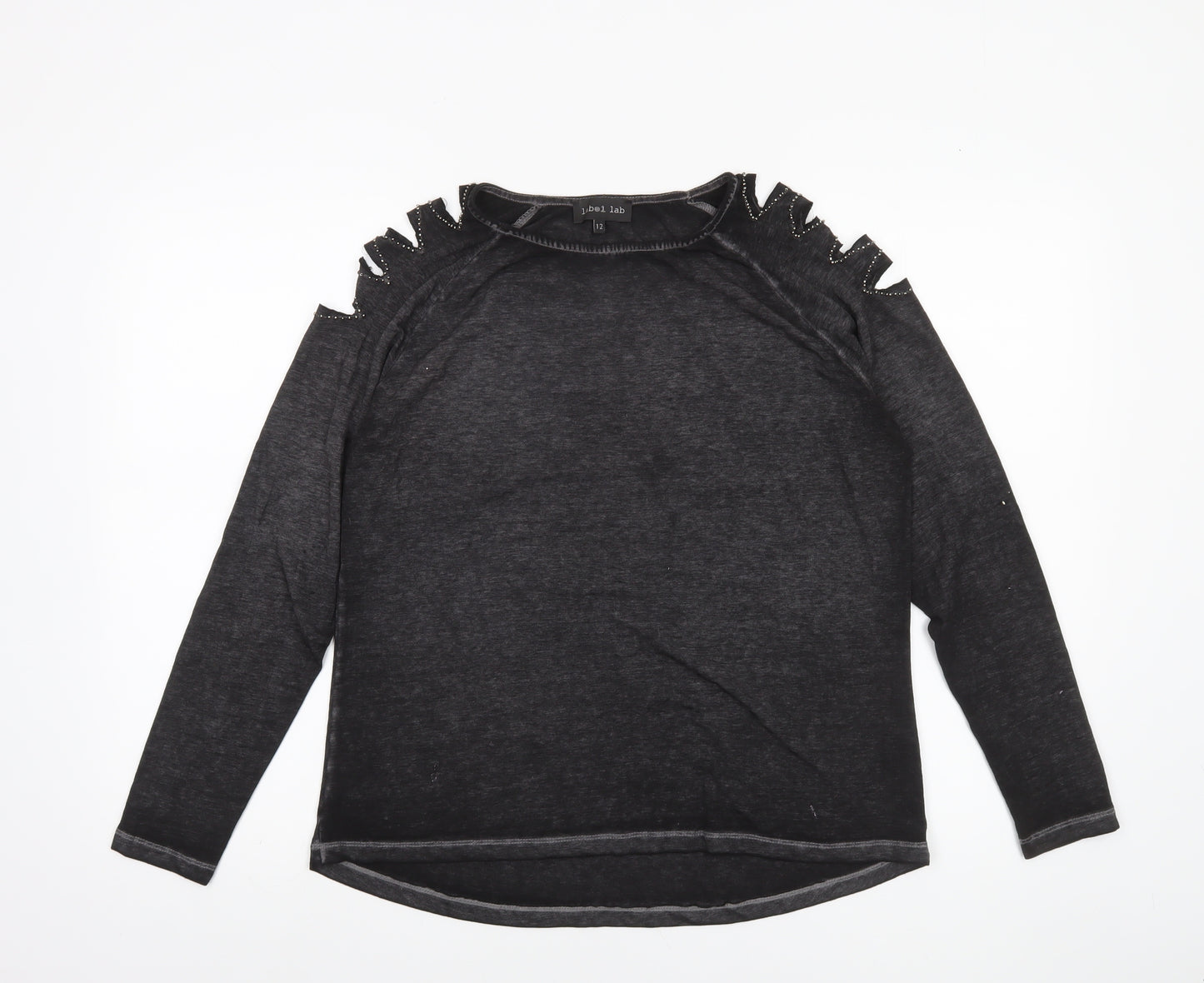 Label Lab Women’s Black Long Sleeve Cold Shoulder Top Size 12