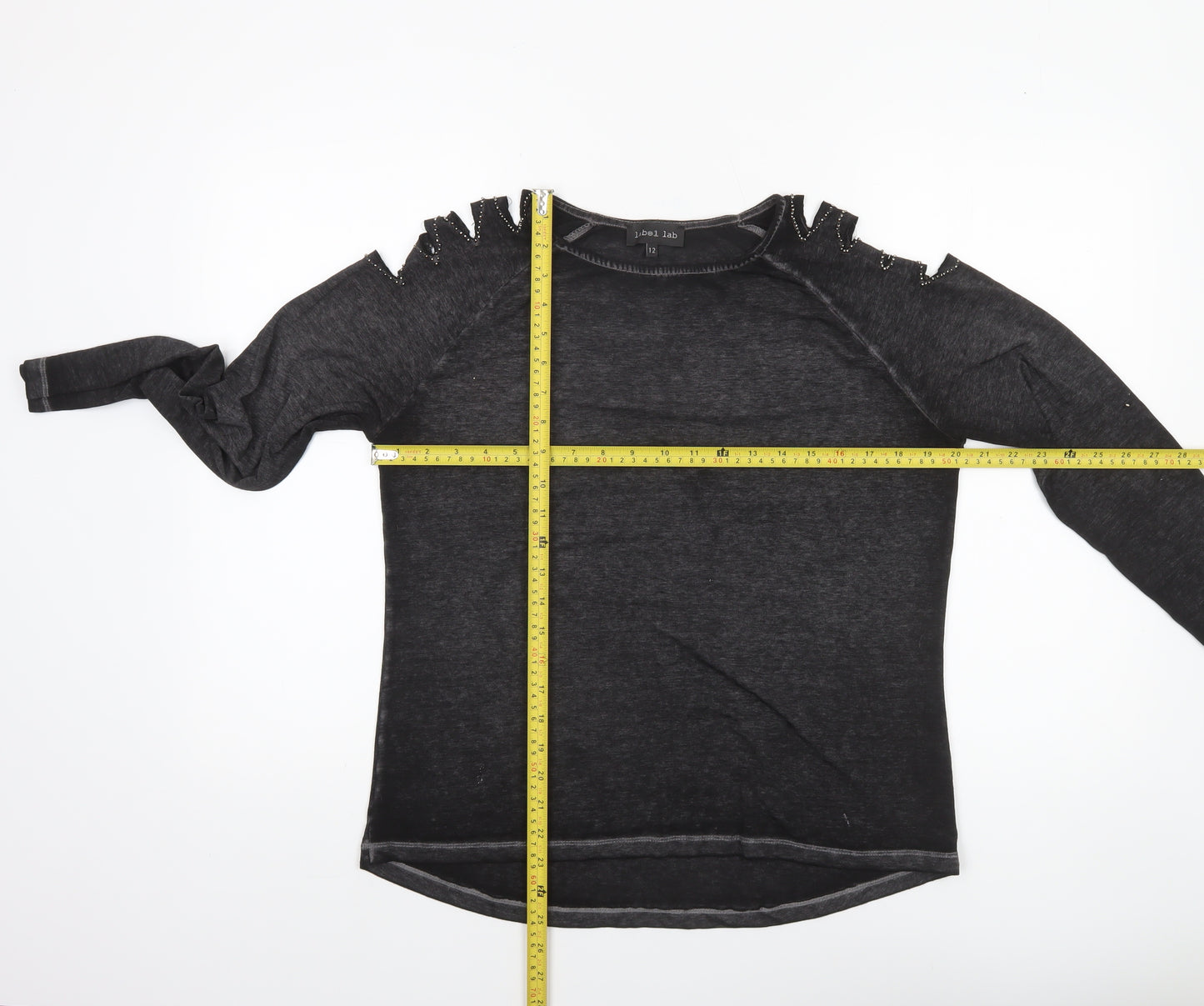 Label Lab Women’s Black Long Sleeve Cold Shoulder Top Size 12