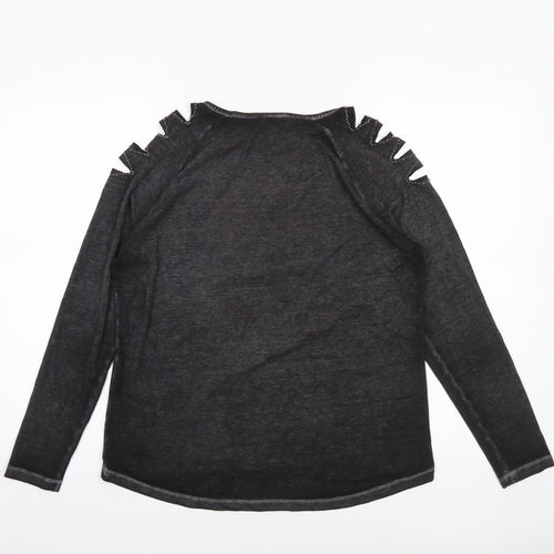 Label Lab Women’s Black Long Sleeve Cold Shoulder Top Size 12