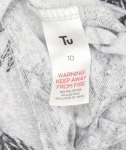 Tu Women’s Grey Floral Henley Jumper Size 10 Lightweight Stretch