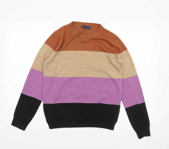 Marks and Spencer Women's Multicoloured Stripe Crew Neck Jumper Size 8
