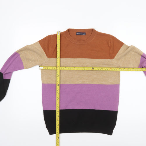 Marks and Spencer Women's Multicoloured Stripe Crew Neck Jumper Size 8