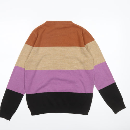 Marks and Spencer Women's Multicoloured Stripe Crew Neck Jumper Size 8