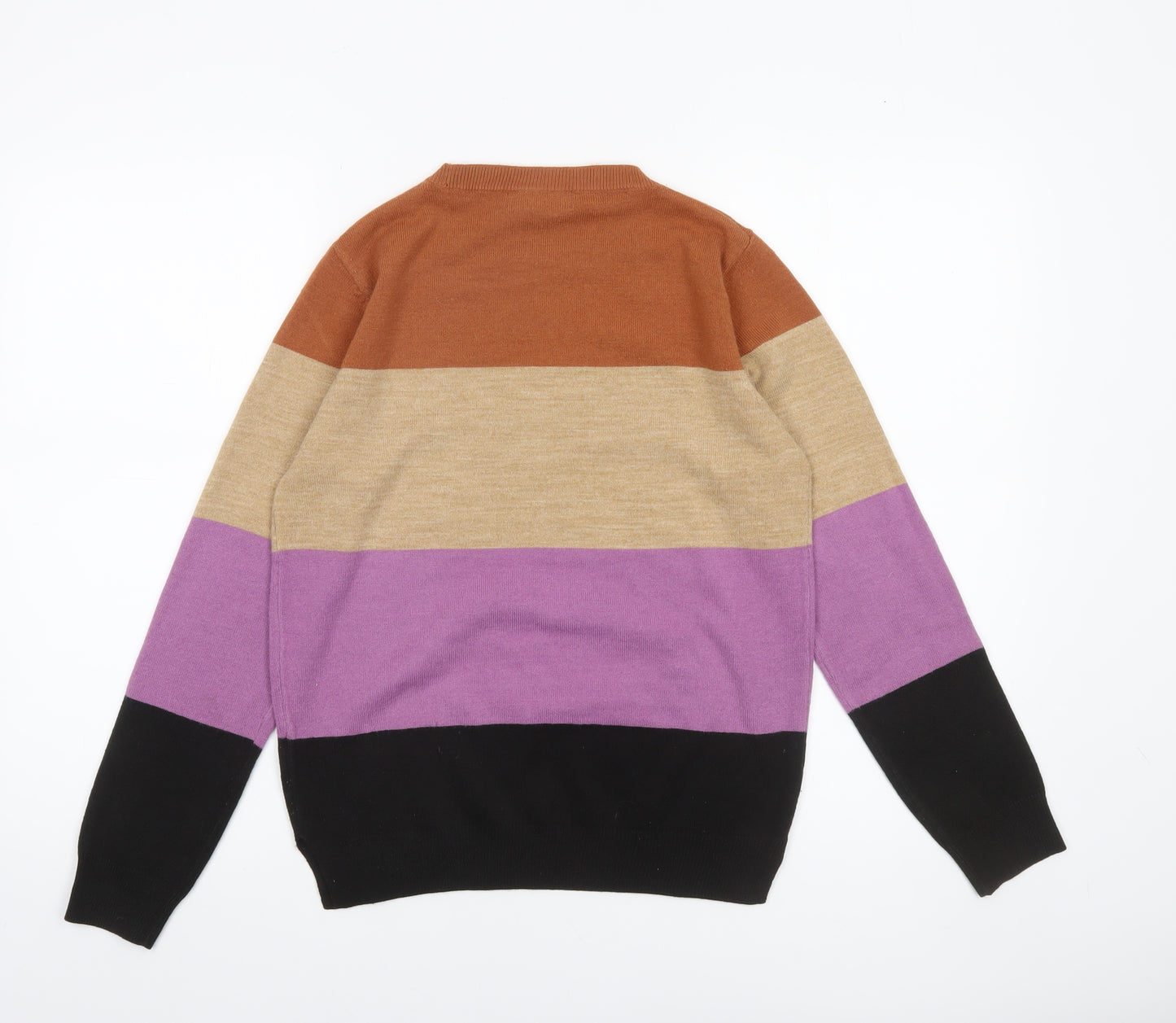 Marks and Spencer Women's Multicoloured Stripe Crew Neck Jumper Size 8