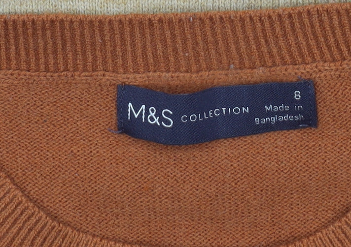 Marks and Spencer Women's Multicoloured Stripe Crew Neck Jumper Size 8