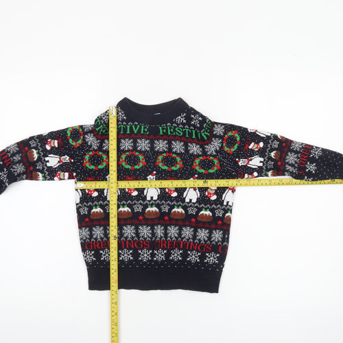 Lily & Dan Boys Navy Christmas Jumper 7-8 Years Cotton Festive Sweater