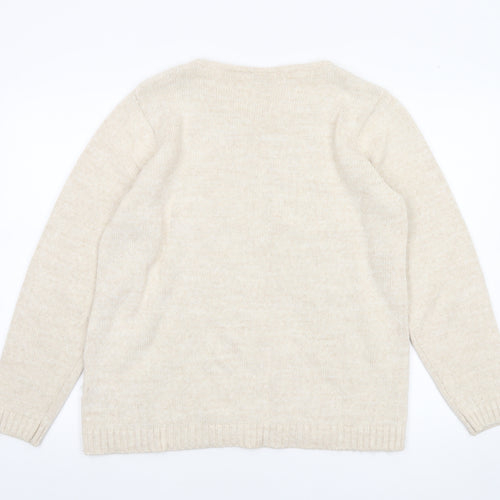 Damart Women’s Beige Cable-Knit Pullover Jumper Size M