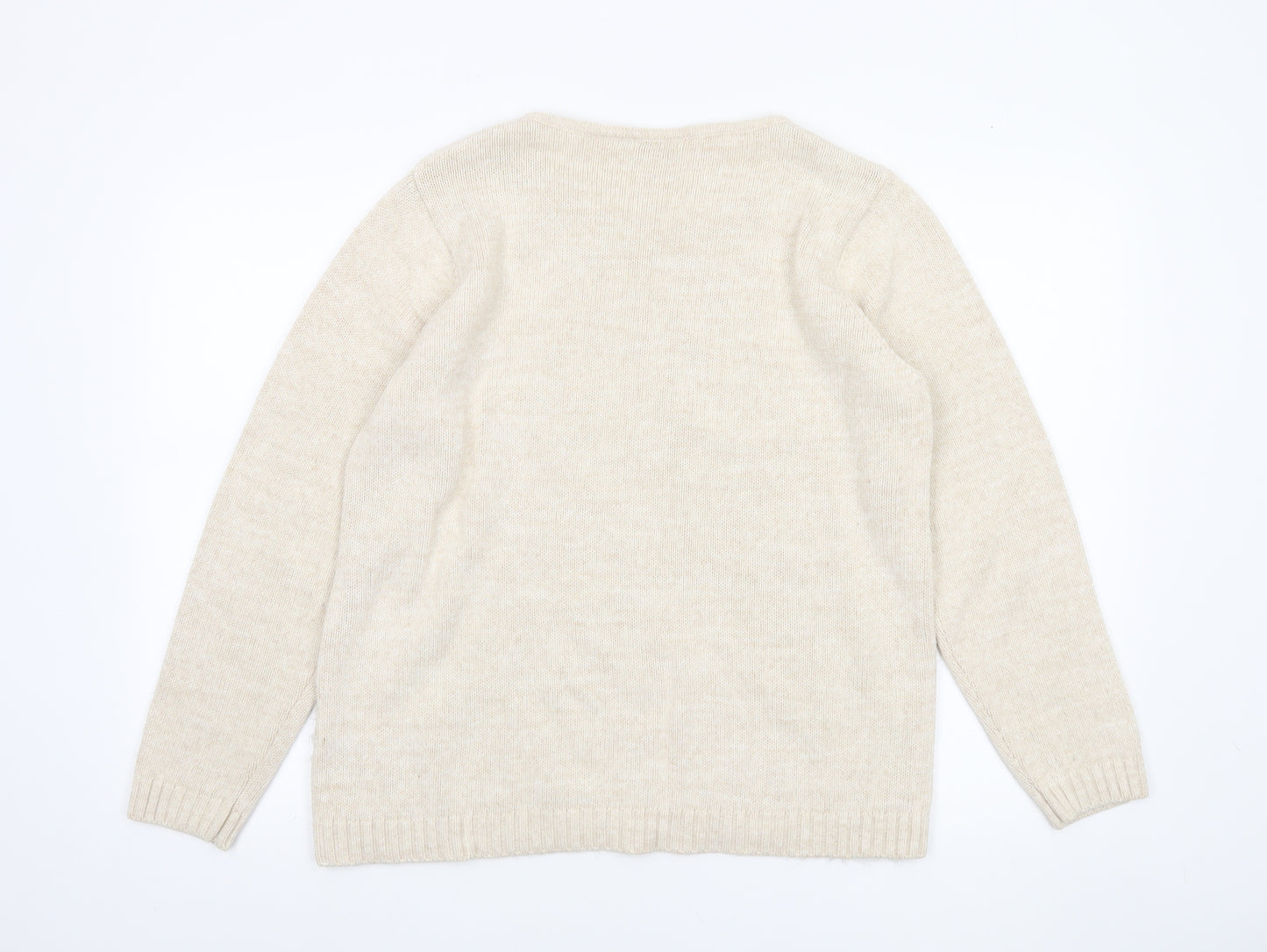 Damart Women’s Beige Cable-Knit Pullover Jumper Size M