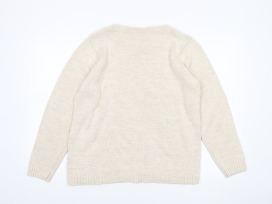 Damart Women’s Beige Cable-Knit Pullover Jumper Size M