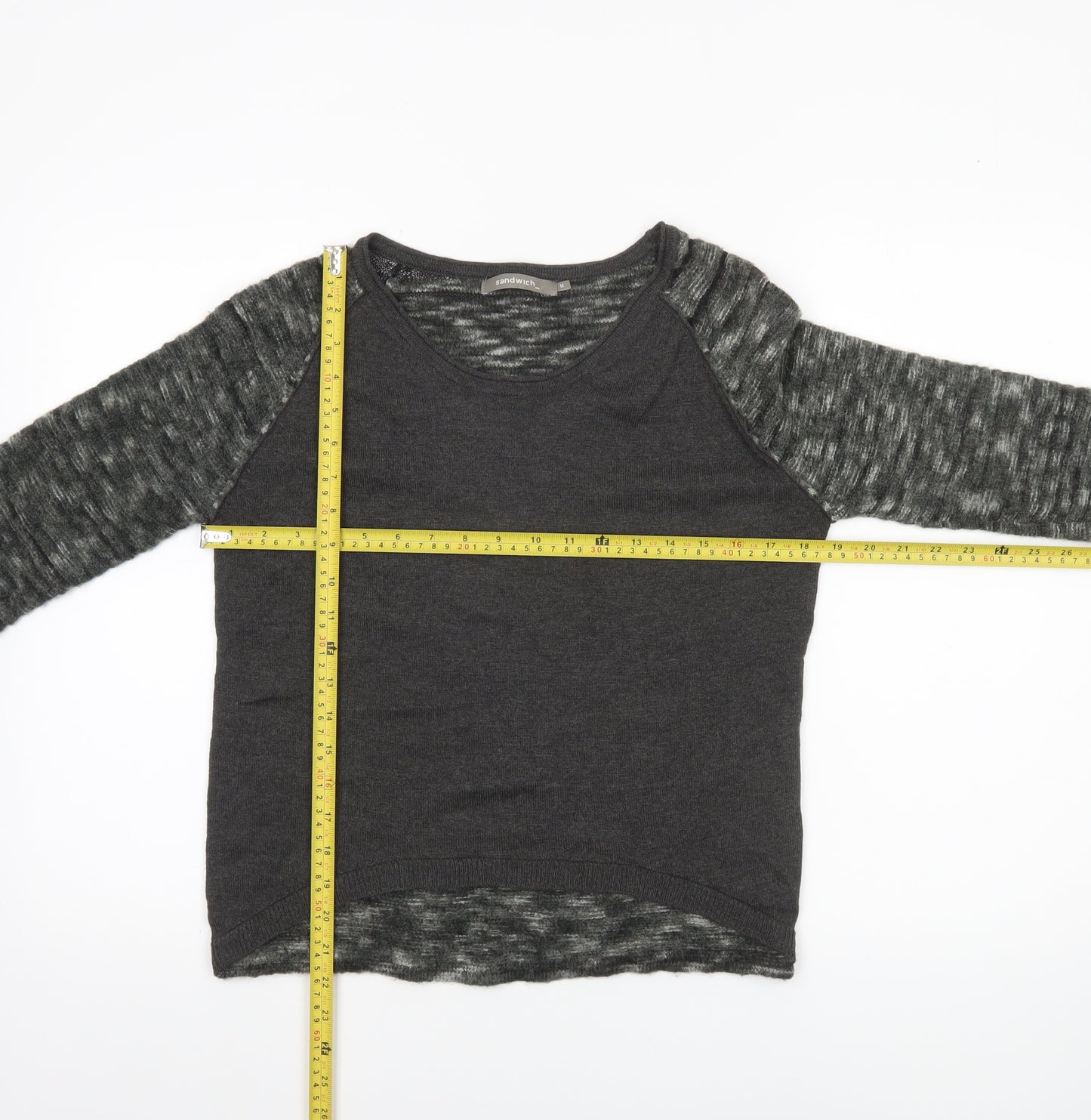 Sandwich Women Grey Wool Blend Raglan Sleeve Pullover Jumper M