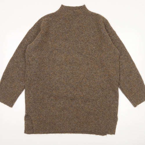 Tu Women Brown Mock Neck Wool Blend Chunky Knit Jumper Size M