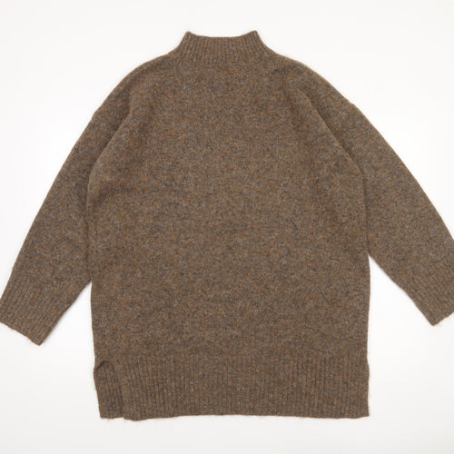 Tu Women Brown Mock Neck Wool Blend Chunky Knit Jumper Size M