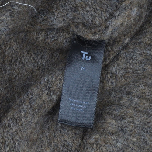 Tu Women Brown Mock Neck Wool Blend Chunky Knit Jumper Size M