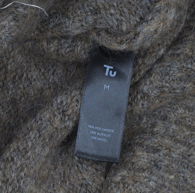 Tu Women Brown Mock Neck Wool Blend Chunky Knit Jumper Size M