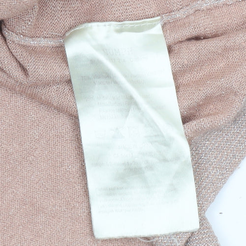 Nümph Womens Beige Mock Neck Knit Short Sleeve Pullover Jumper M