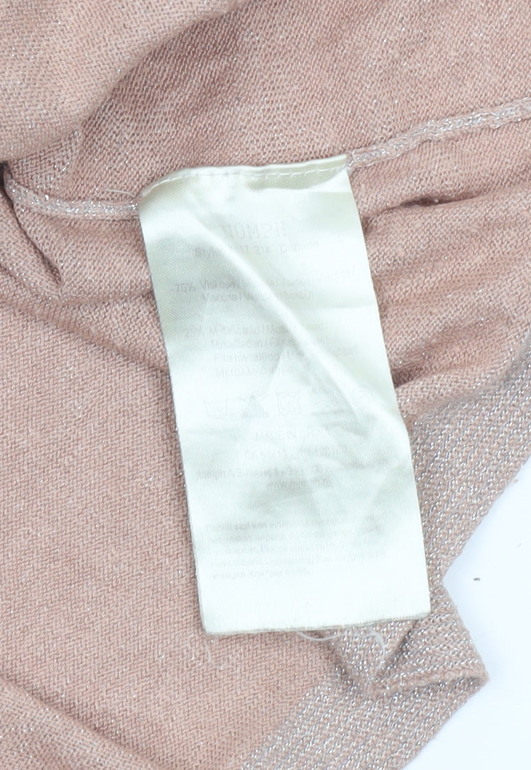 Nümph Womens Beige Mock Neck Knit Short Sleeve Pullover Jumper M