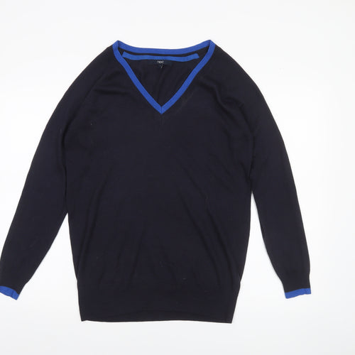 Next Mens Blue V-Neck Lightweight Knit Jumper Size S