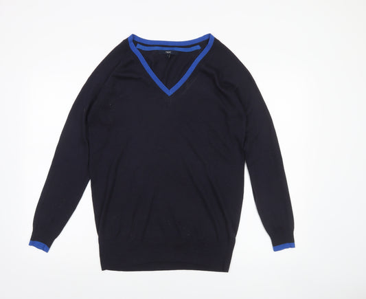 Next Mens Blue V-Neck Lightweight Knit Jumper Size S