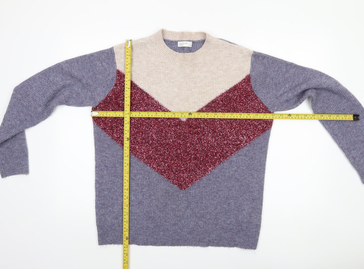 Papaya Womens Multicoloured Medium Crew Neck Pullover Jumper