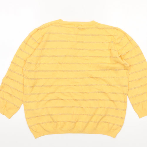 Warehouse Women’s Yellow Striped Knit Jumper Size 16 Pullover