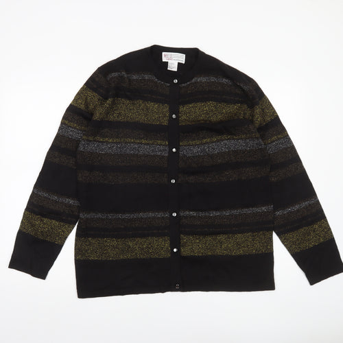 Milano Design Group Women's Black L Striped Glitter Cardigan